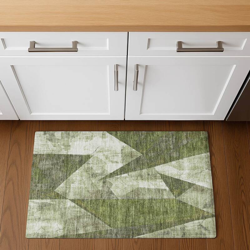 Premium Washable Super Soft Casual Contemporary Mayfield Rug - 1'8" x 2'6" - Green