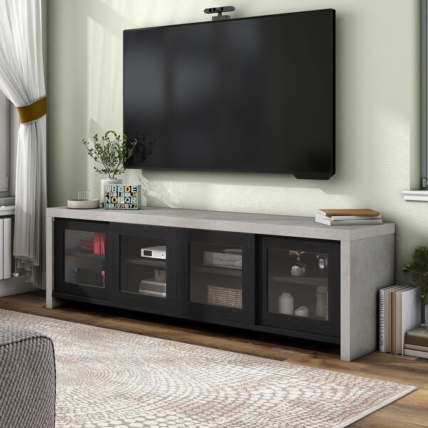 Haylin Contemporary 71-inch Glass Multi-functional Storage TV