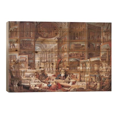 Vedute Di Roma Antica Print On Wood by Giovanni Paolo Panini - Multi-Color