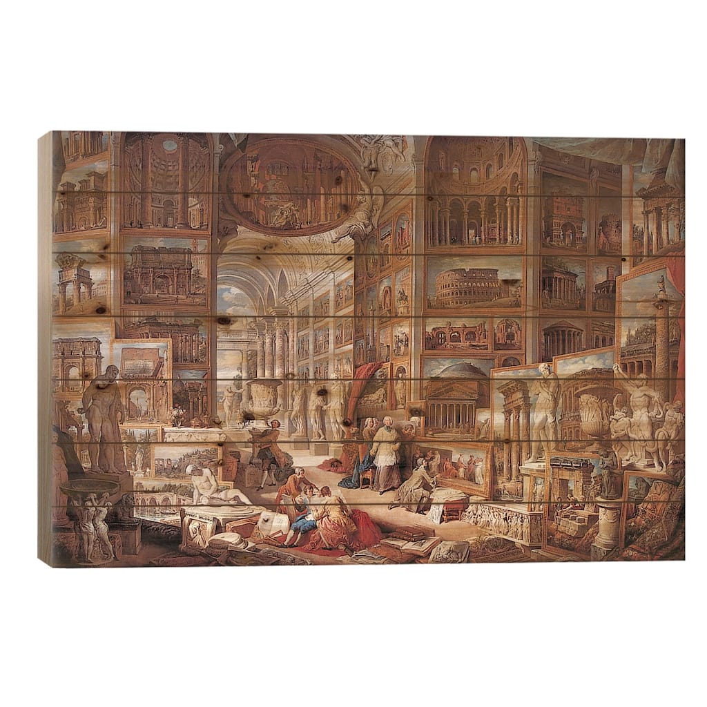 Vedute Di Roma Antica Print On Wood by Giovanni Paolo Panini - Multi-Color