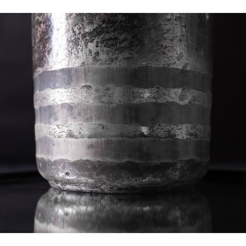 Decorative Silver Glass Bottle/Vase Dia 5" & H 10" - LUSTER SILVER ETCHIN - LUSTER SILVER ETCHIN