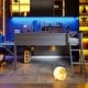 preview thumbnail 3 of 12, Wood Full Size Loft Bed with Desk and LED, Wooden Loft Bed Frame with Angled Ladder, No Box Spring Needed for Kids
