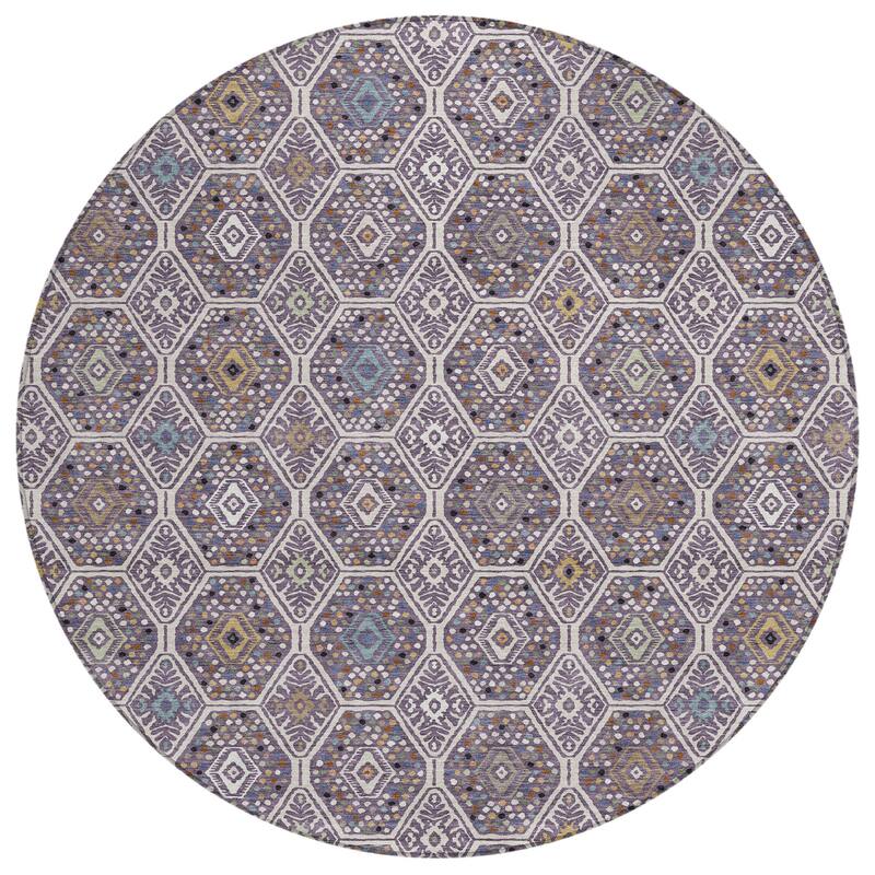 Machine Washable Indoor/ Outdoor Modern Hexi Chantille Rug