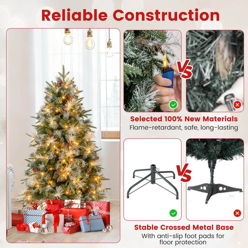 Costway 5/6/7 FT Artificial Christmas Tree with 602/806/1072 Branch - Green - See Details