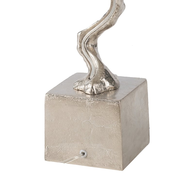 Branch and Feather Lamp in Champagne and White Finish - Artistic Decorative Lighting for Home or Office