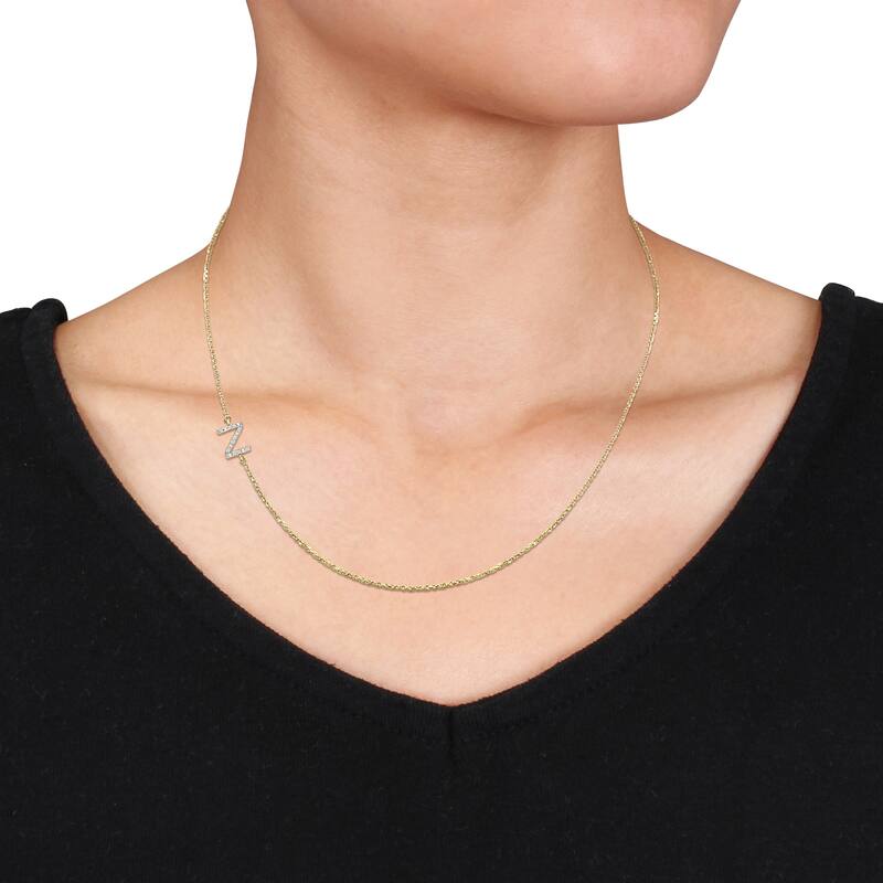 Miadora Diamond Accent A to Z Initial Station Necklace in 14k Yellow Gold