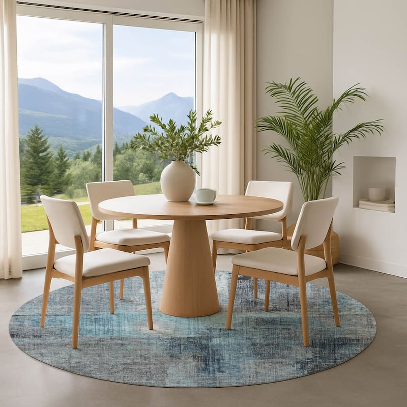 Premium Washable Super Soft Abstract Glam Mayfield Rug - Blue - 8' x 8'