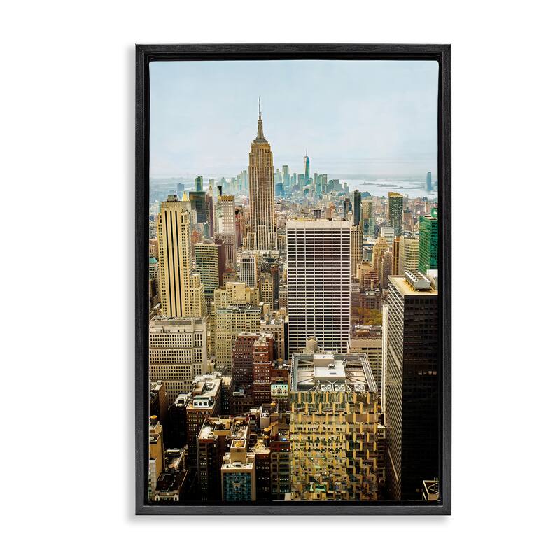 Stupell Overlooking Cityscape Buildings Framed Floater Canvas Wall Art Design By Seven Trees Design - 17 x 25 - Black