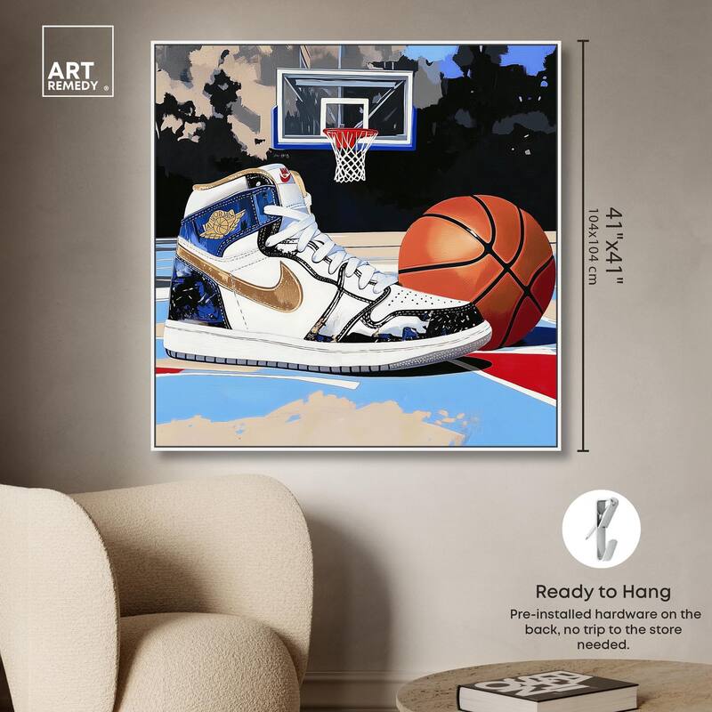 Basketball Court Blues Canvas by Art Remedy