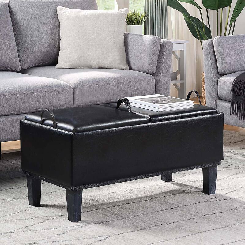 Convenience Concepts Designs4Comfort Brentwood Storage Ottoman with Reversible Trays