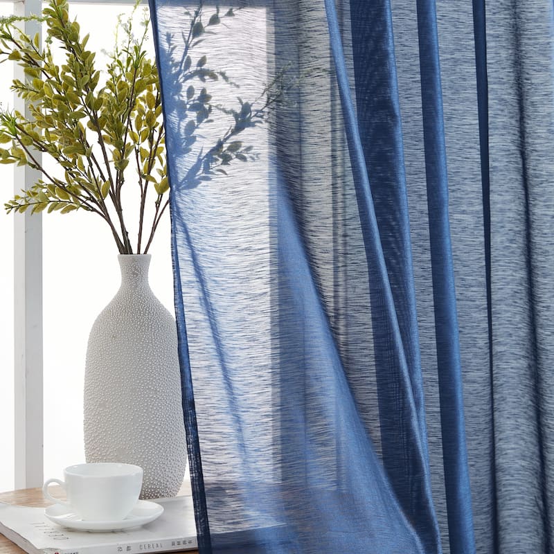 HLC.me Lauren Semi Sheer Rod Pocket & Back Tab Window Curtains Panels, Set of 2