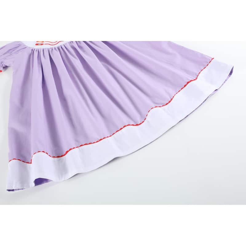 Lil Cactus Purple Gingham Crayon Back to School Smocked Bishop Dress