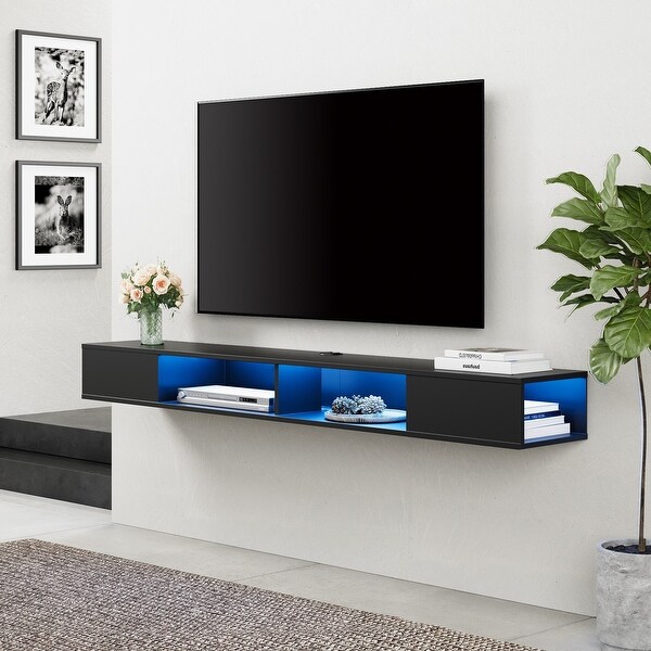Floating tv stand led lights discount