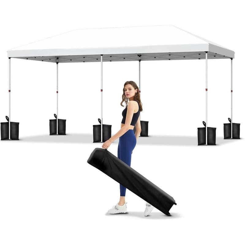 Pop Up Canopy Tent 10x20ft Instant Shelter Canopy for Events Party Wedding - 10x20ft - White