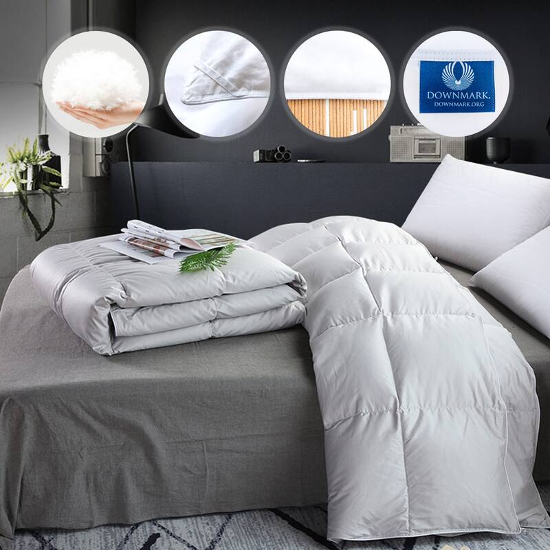 Highland Feather 600 Loft Summer/Warm Room Down Comforter Super Lightweight, Thin and Breathable 289TC Casing with Corner loops