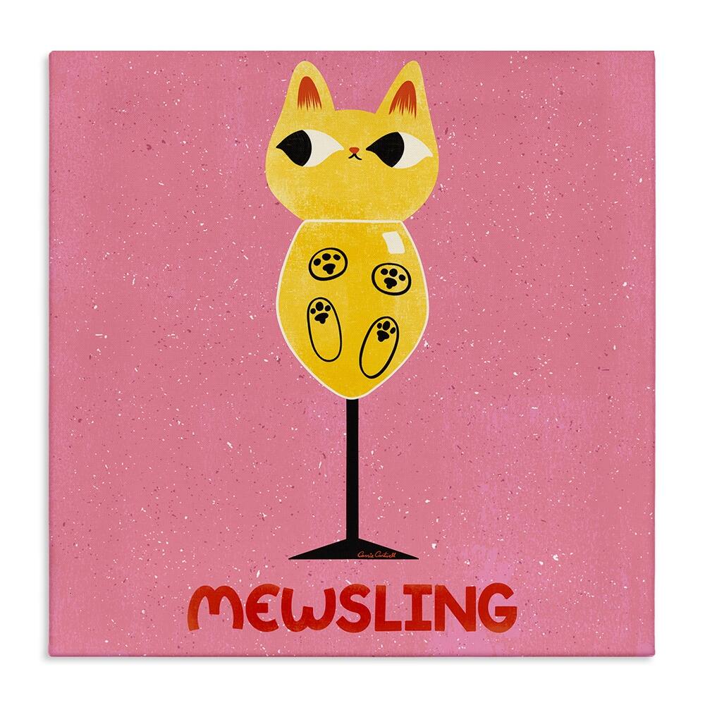 Stupell Mewsling Cat Wine Canvas Wall Art Design By Carrie Cantwell