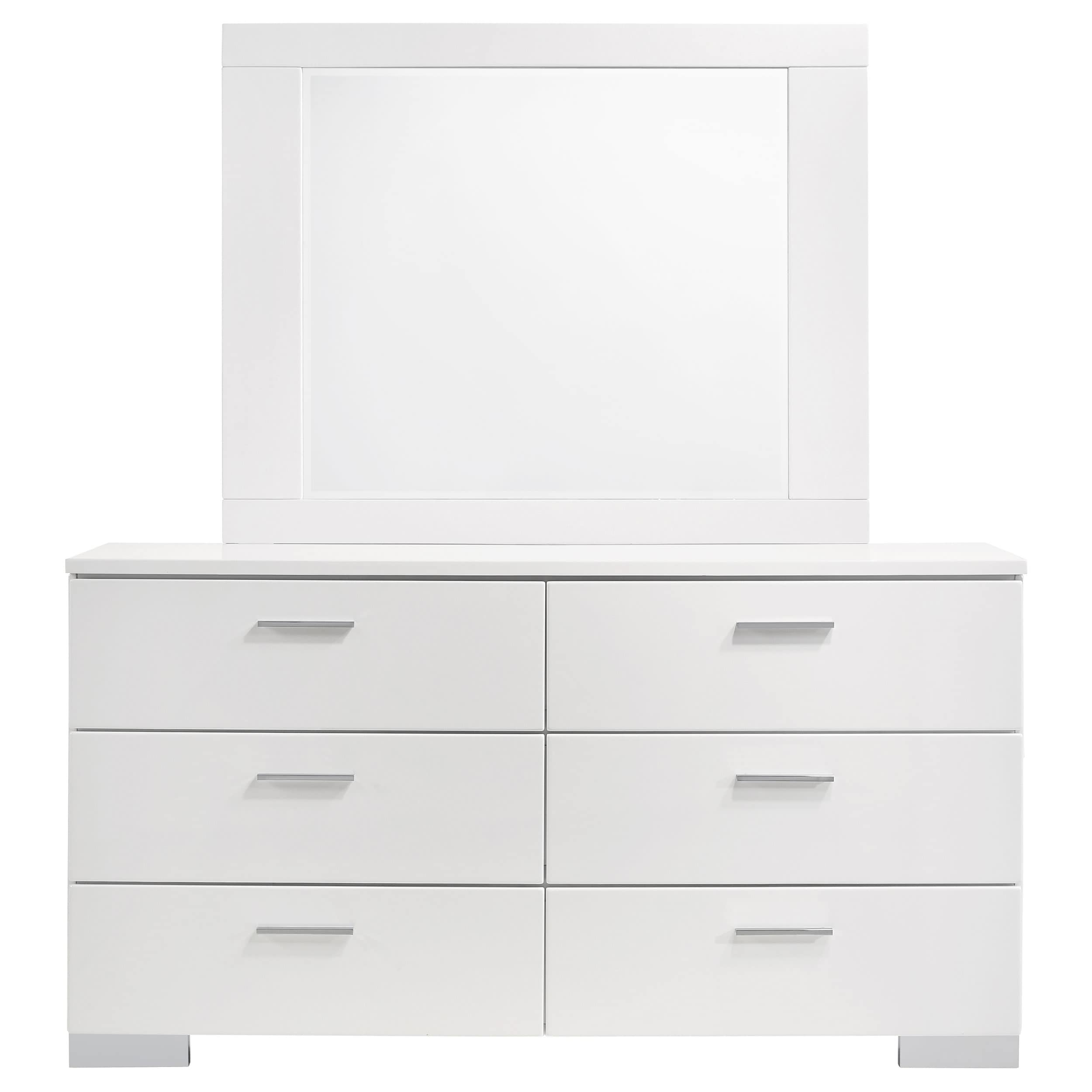 Dulcey White High Gloss 6-drawer Dresser with Mirror (Includes Dresser Only Not Mirror) - Gloss White