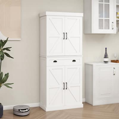 Kitchen Pantry with 4 Doors,1 Drawer and 2 Adjustable Shelves