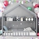 preview thumbnail 1 of 10, Twin Size House Bed with Roof and Storage Shelf