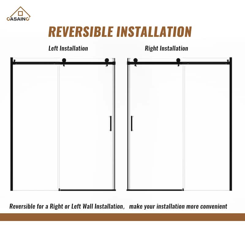 60.6 in. W x 76 in. H Framed Shower Door in Matte Black with Tempered Glass - 60*76