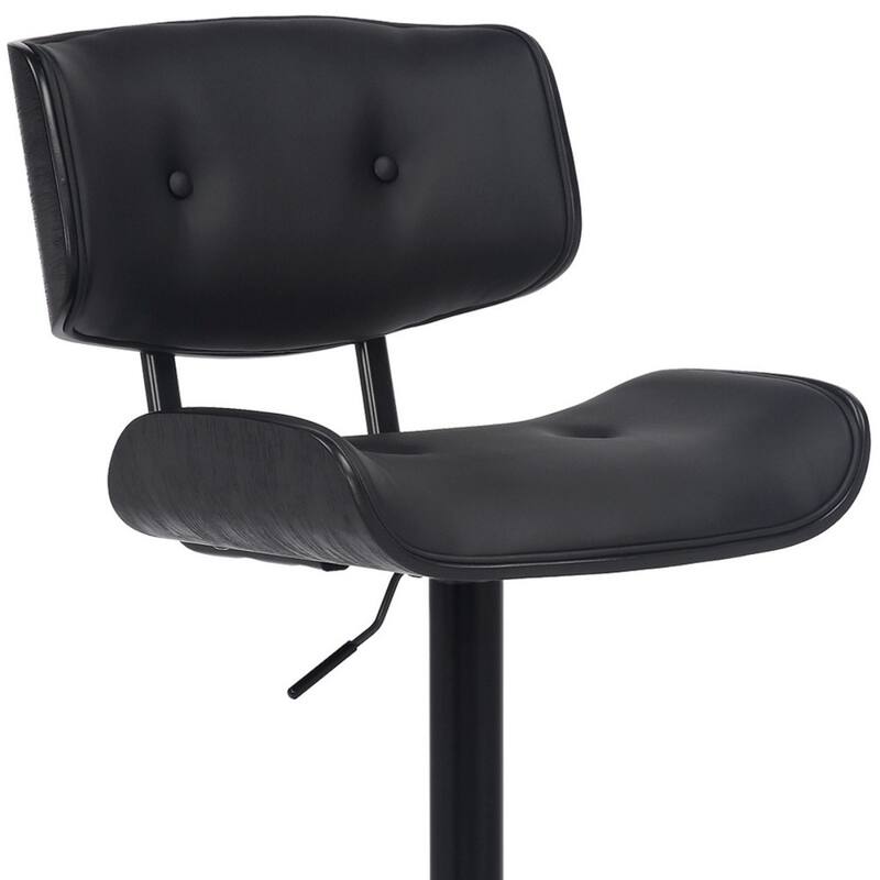 Black Fabric Adjustable Swivel Bar Chair with Low Back and Footrest - 22” D x 20” W x 46” H