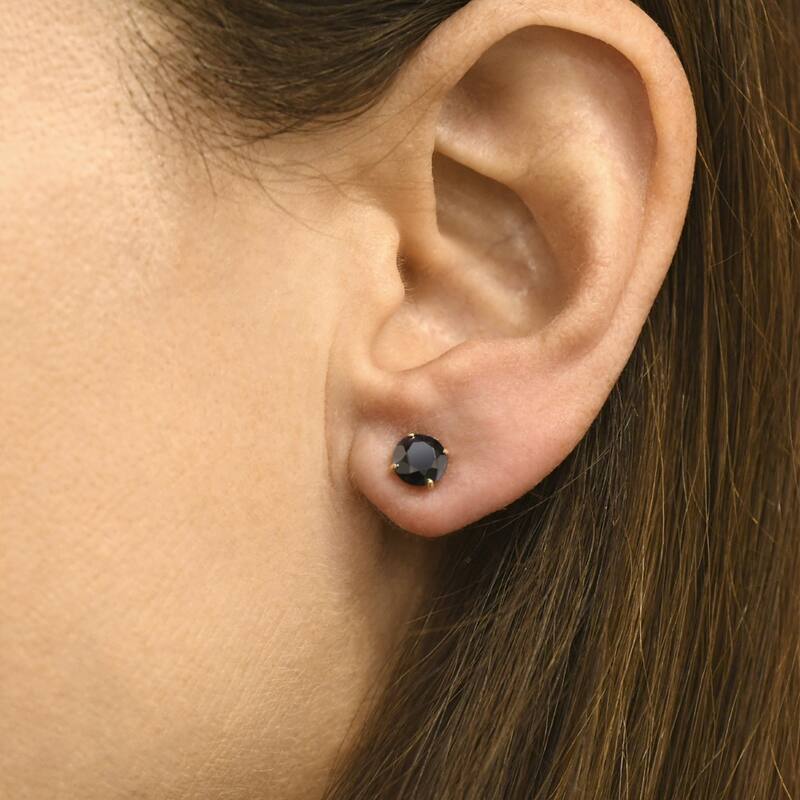 3/4ct Black Diamond Single Stud Earring Yellow Gold