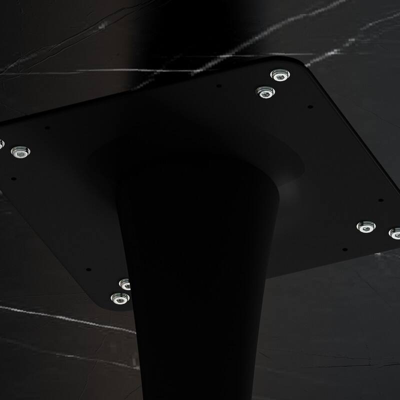 31.5" Modern Octagonal Coffee Table - Printed Black Marble Top & Metal Base