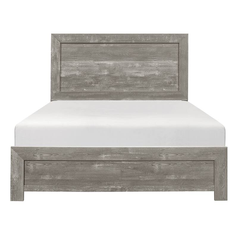 Full Size Wood Panel Bed Frame with Rustic Bed-in-a-Box Packaging - Gray