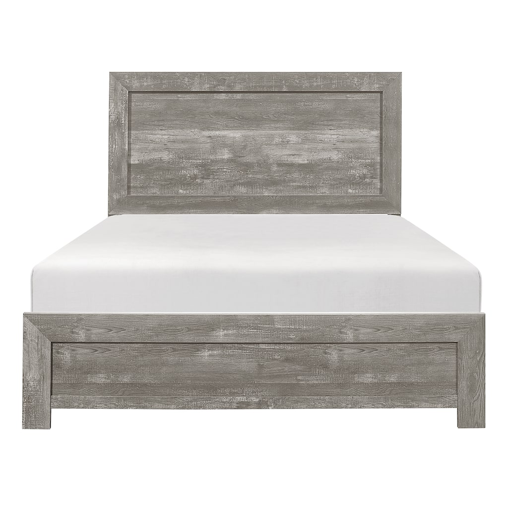 Queen Size Bed with Rustic Gray Finish Headboard and Footboard, Includes Rails, Assembly Required
