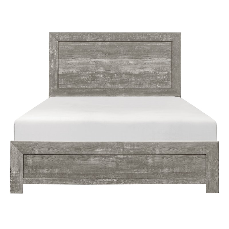 Rustic Gray Finish Full Size Panel Bed Wooden Bedroom Furniture 1pc, Bed in a Box