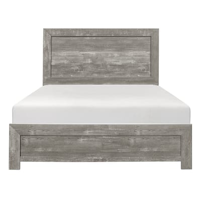 Rustic Gray Finish Full Size Panel Bed Wooden Bedroom Furniture 1pc, Bed in a Box