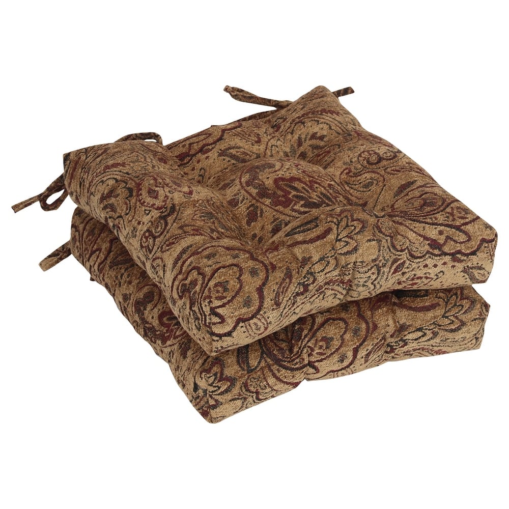 16-inch Square Jacquard Chenille Tufted Chair Cushions (Set of 2 or 4) - 16 x 16