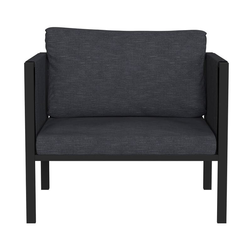 Steel Frame Patio Chair with Included Cushions & Storage Pockets