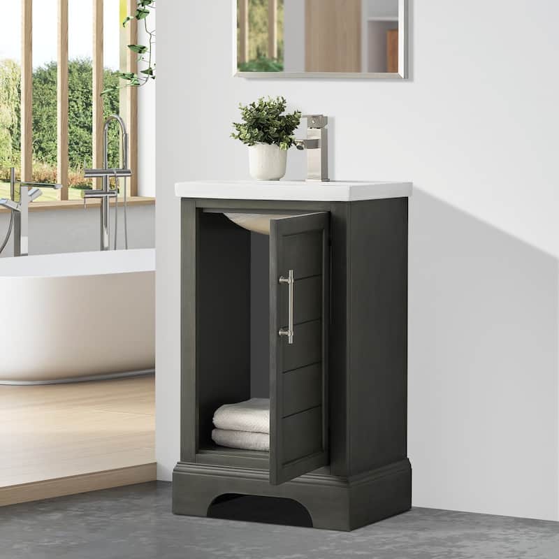 Vanity Art 20" Single Sink Bathroom Vanity with Ceramic Sink & Top