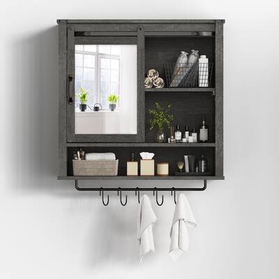 Gabbey Bathroom Cabinet with Sliding Mirror & Towel Bar