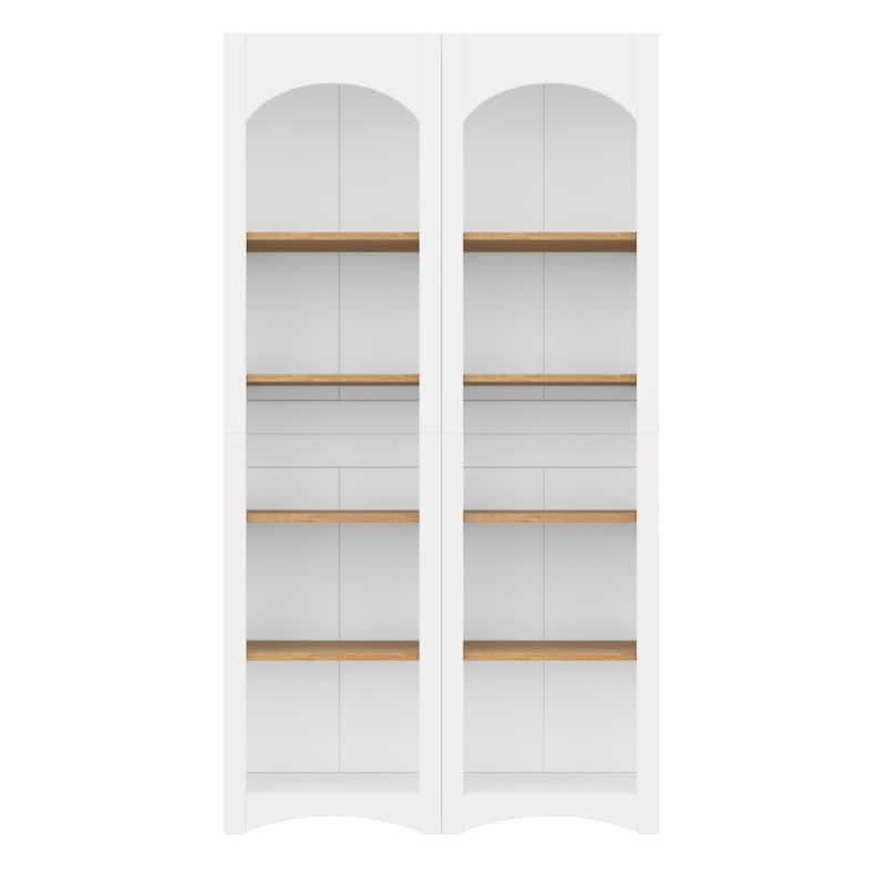 Roomfitters Modern 72"H 5-Tier Bookshelves Set of 2, Farmhouse Free Standing Bookcases with Adjustable Shelves for Living Room