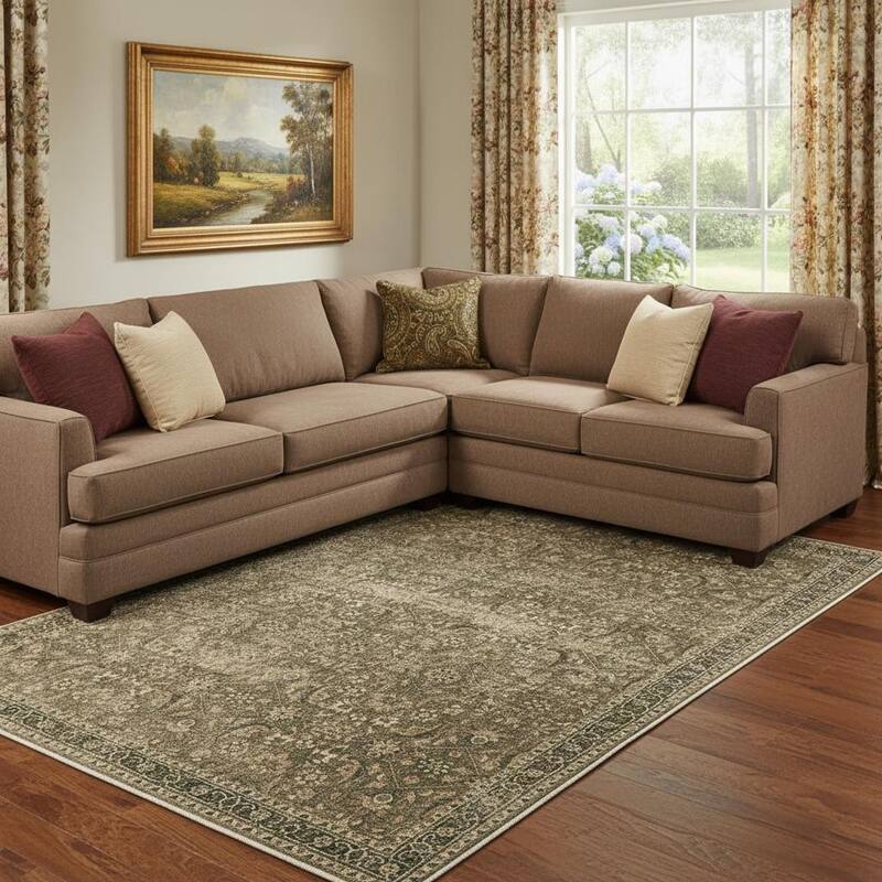 HomeRoots Floral Medallion Traditional Rectangle Area Rug - 9' X 12'