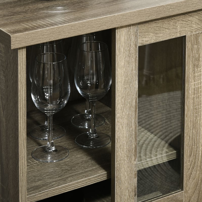 Coffee Bar Cabinet, 36" Sideboard Buffet Cabinet with Sliding Door, Wine Cabinet with Storage, Gray