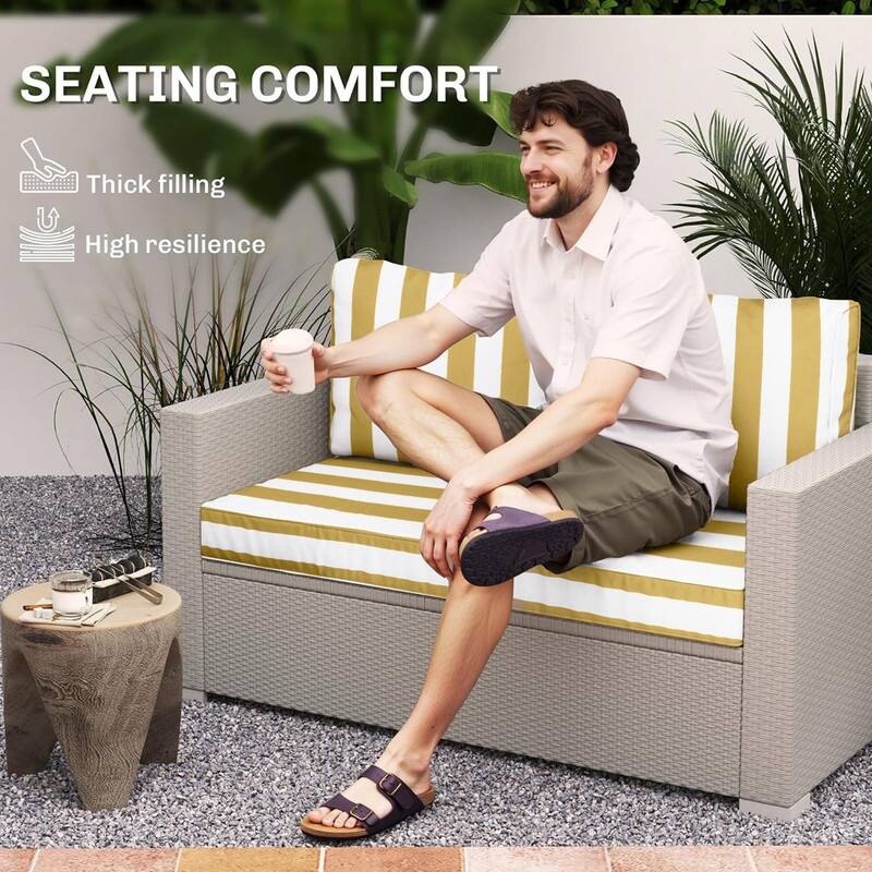 Outdoor Loveseat Cushion Set (Set of 1 Seats,48x24in, 2 Backs,24x18in )