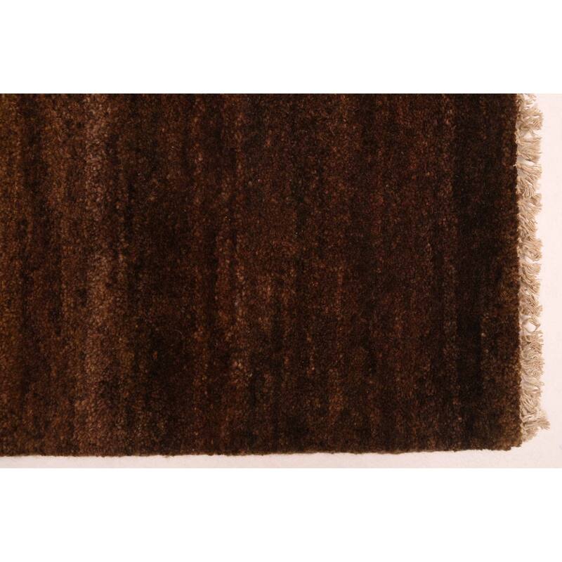 ECARPETGALLERY Hand-knotted Pak Finest Gabbeh Dark Brown Wool Rug - 4'1 x 5'11