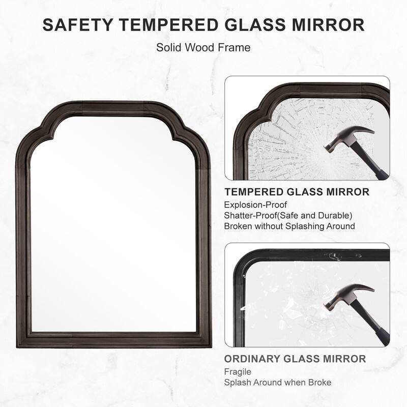 Top Corner Scalloped Rectangle Decorative Farmhouse Wall Mirror