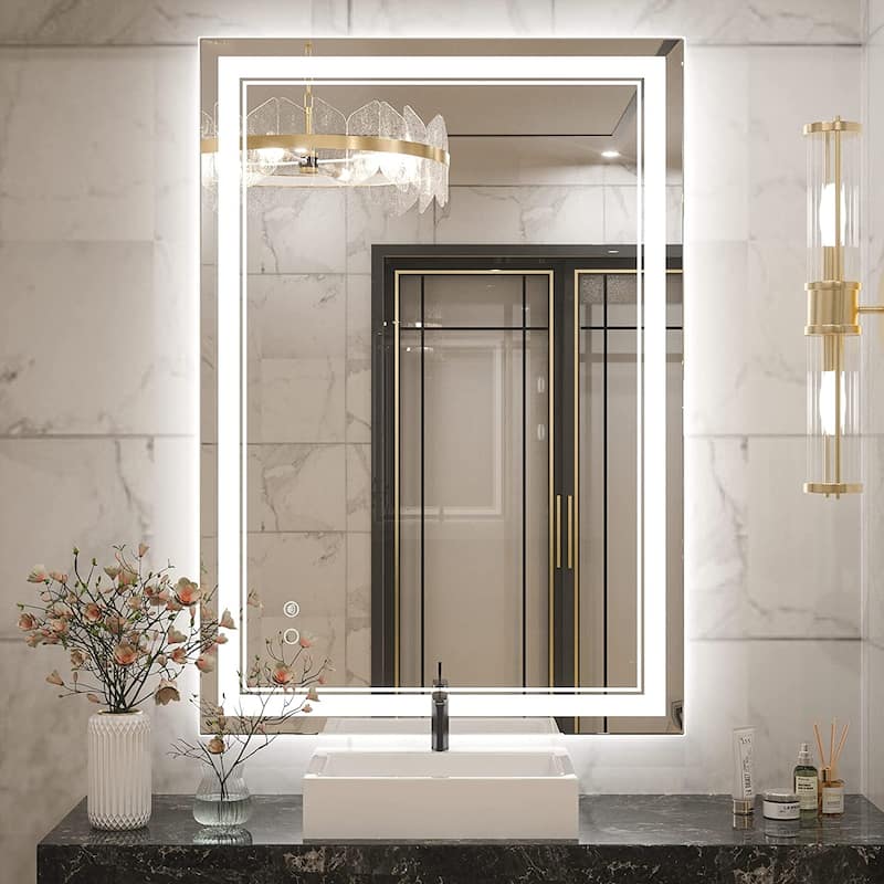 KEONJINN LED Bathroom Vanity Mirror Wall Mounted Anti-Fog Dimmable Mirror - 40X28