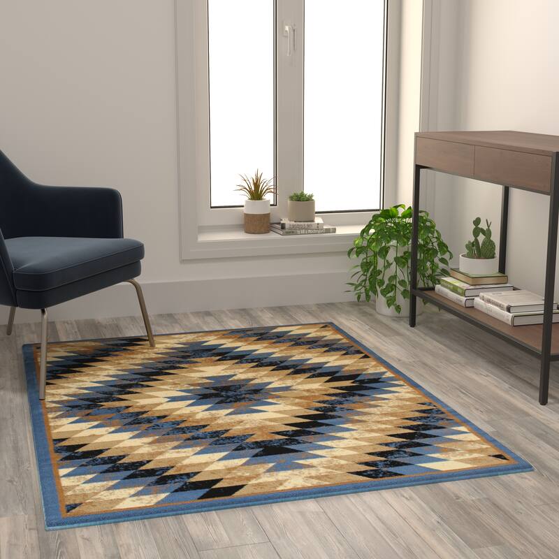 Southwestern Style Diamond Patterned Indoor Area Rug