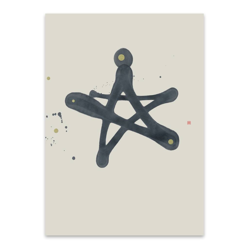 Circles Japanese Culture Pentagram Metal Wall Art Print