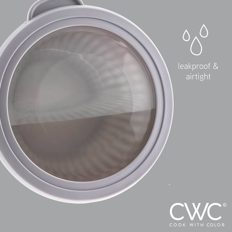 COOK WITH COLOR Prep Bowls with Lids- Wide and Deep Nesting Plastic Mixing Bowl Set with Lids 8 Piece Set, Black/White