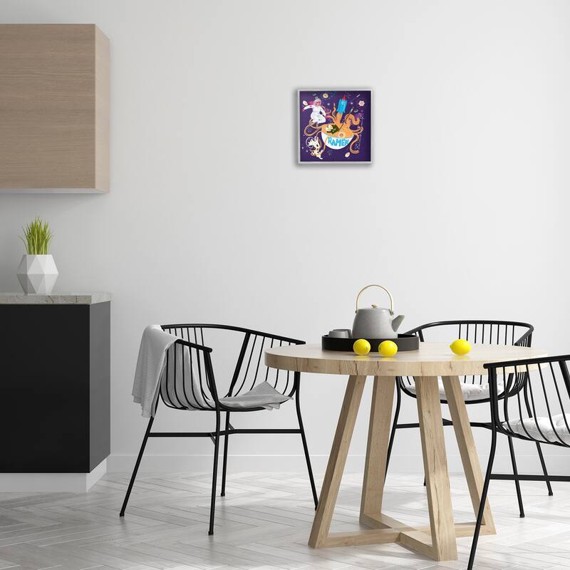 Stupell Whimsical Ramen in Space Framed Giclee Art Design By Juliet Rose Philips