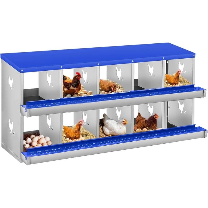 10 Compartment Nesting Box, Chicken Laying Box, Easy to Clean and Install - Blue
