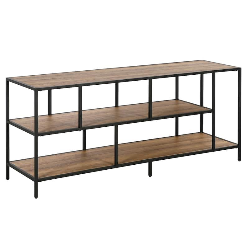 Winthrop Rectangular TV Stand with Metal Shelves for TV's up to 60" - 55" Blackened Bronze with Rustic Oak Shelves