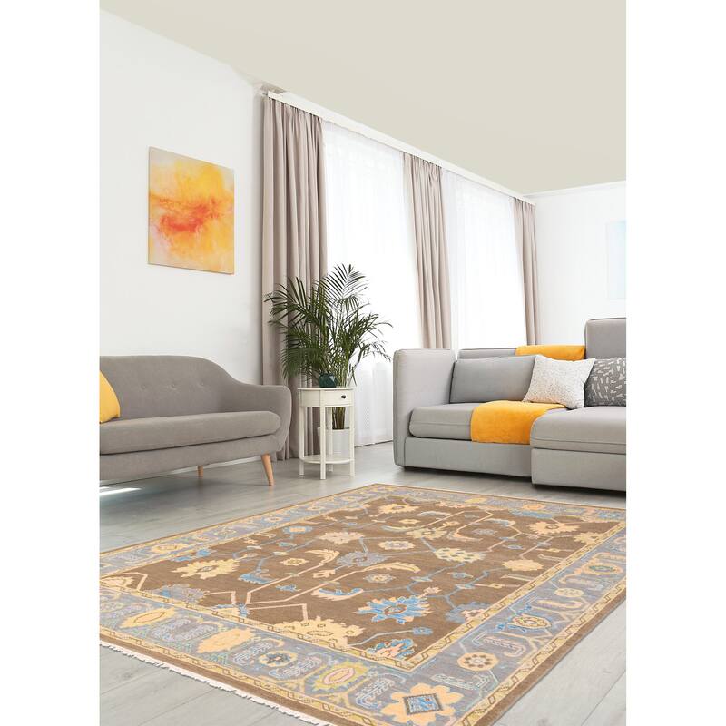 ECARPETGALLERY Hand-knotted Modern Oushak Brown Wool Rug - 7'11 x 9'11
