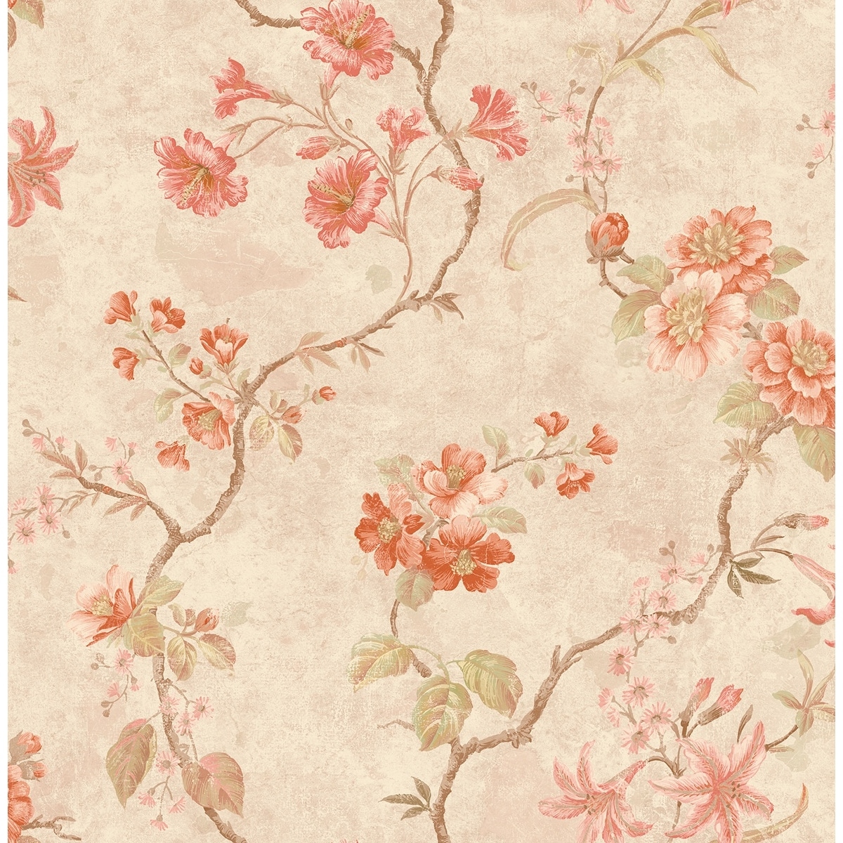 Seabrook Designs Beatrice Floral Branch Unpasted Wallpaper